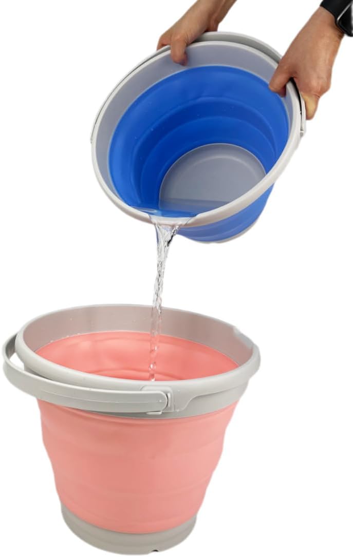 10L (2.6 Gallon) Collapsible Plastic Bucket (Grey/Quartz Pink, 1)