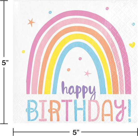 Happy Rainbow Beverage Napkins, 16 ct