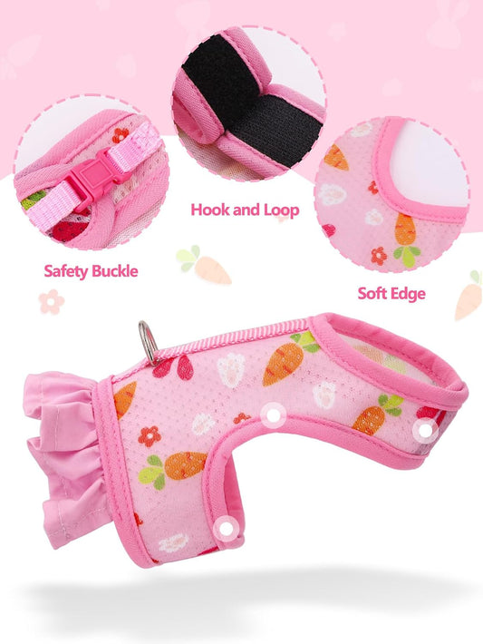 Cute Bunny Harness and Leash Set, Breathable Rabbit Harness for Small Pets