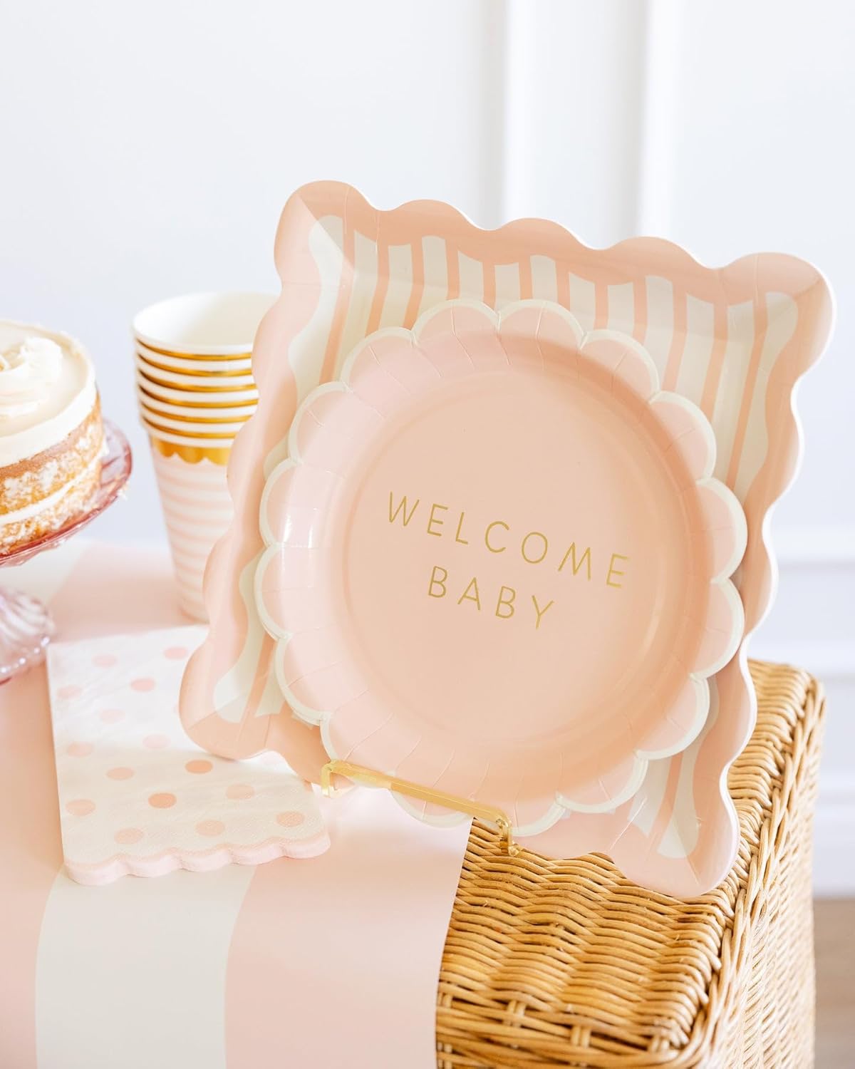 My Mind’s Eye Baby Pink Polka Dot Dinner Napkins – Cute Baby Shower Paper Napkins for Girls Birthday Parties Gender Reveal Celebrations and Dessert Tables – 4.25 x 7.75 Inches, 24 Pack