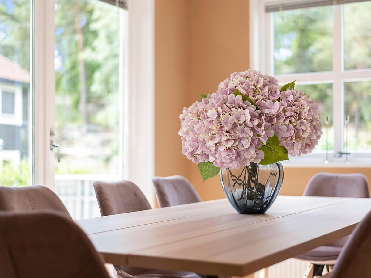 4PCS 20'' Real Touch Hydrangea Artificial Flowers Light Pink Champagne Faux Hydrangeas for Spring Porch Home Wedding Floral Arrangements Outdoor Party Baby Shower Table Centerpiece Xmas Decor