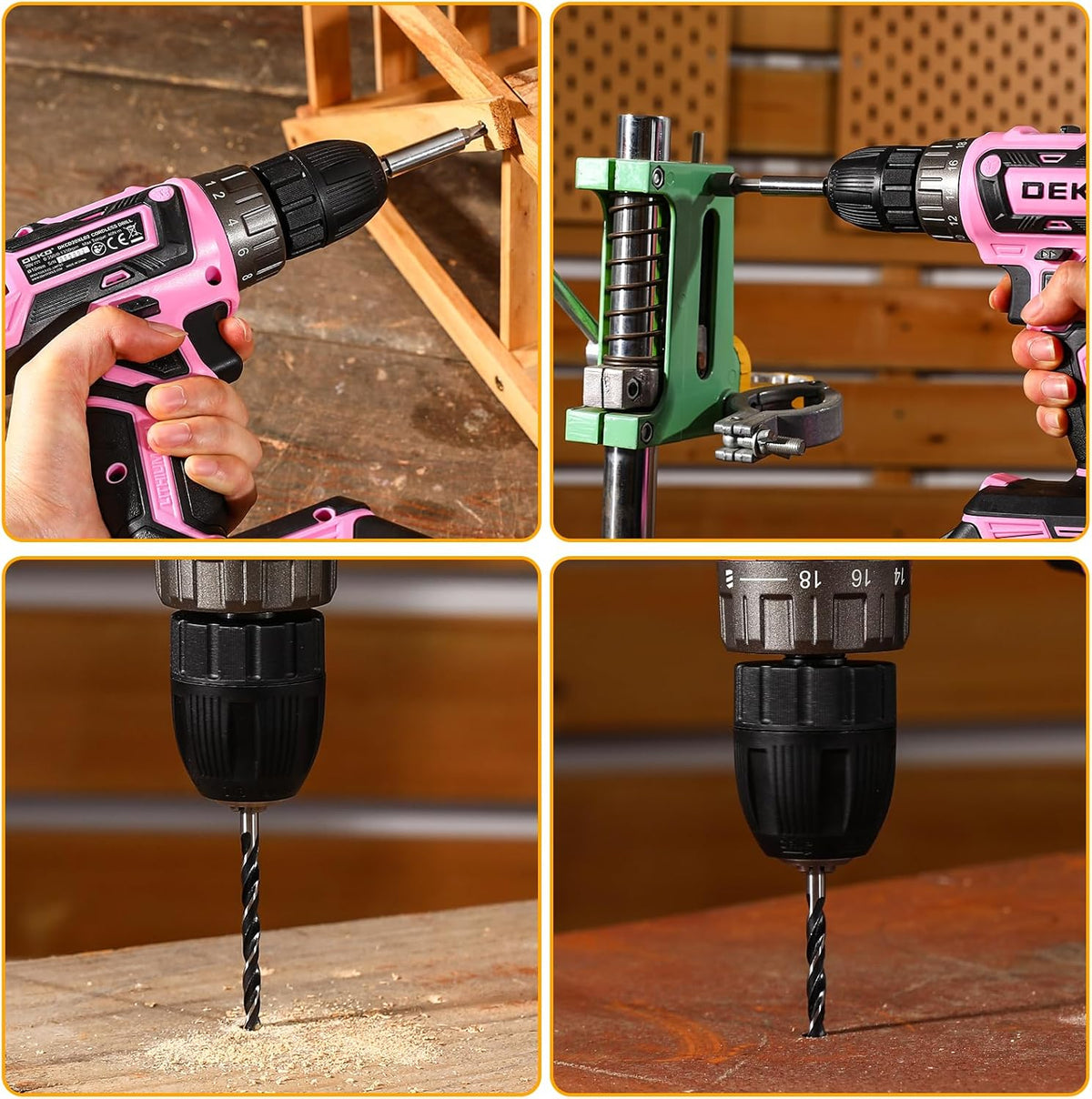 Power Drill Cordless: Pink Cordless Drill 20V Electric Power Drill Set Tool for Women Drills with Battery and Charger 20 Volt Drills Driver Kit