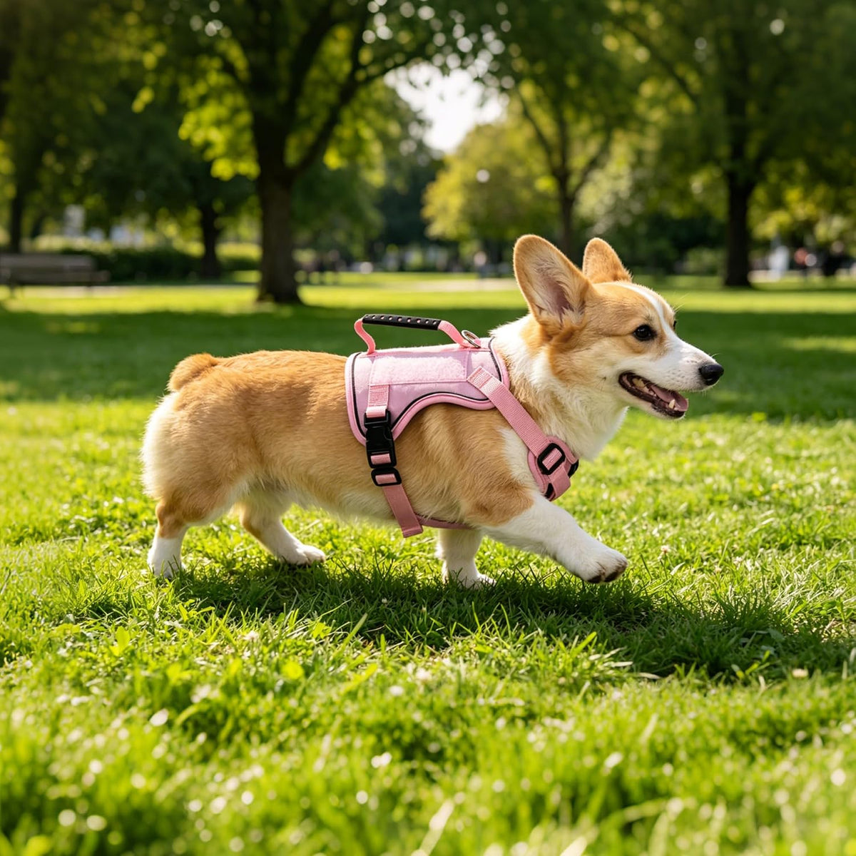 AIITLE No Pull Small Dog Harness Reflective Adjustable Vest, Pink XS