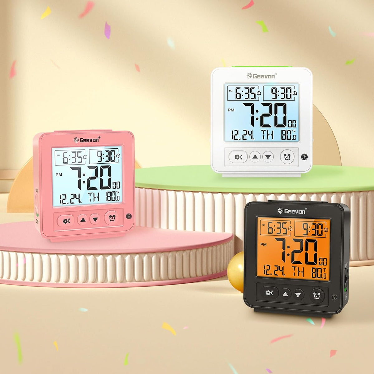 Smart Night Light Small Digital Alarm Clock with 2 Increasing Beep Alarm, Indoor Temperature, Battery Operated Travel Clock for Bedroom, Bedside, Desk(Pink)