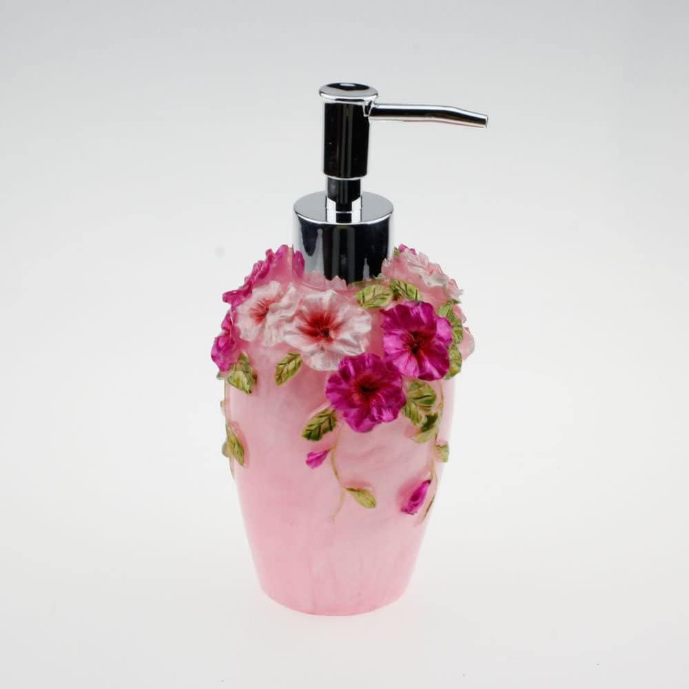Vintage Pink Bathroom Accessories, 5Piece Bathroom Accessories Set, Bathroom Set Features, Soap Dispenser, Toothbrush Holder, Tumbler & Soap Dish - Bath Gift Set (Pink)
