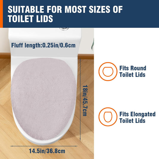 Soft Plush Toilet Lid Cover for Bathroom, Machine Washable Toilet Seat Covers, Fits Most Round Elongated and Oblong Lids, Easy Installation& Cleaning (Bean Paste Pink)