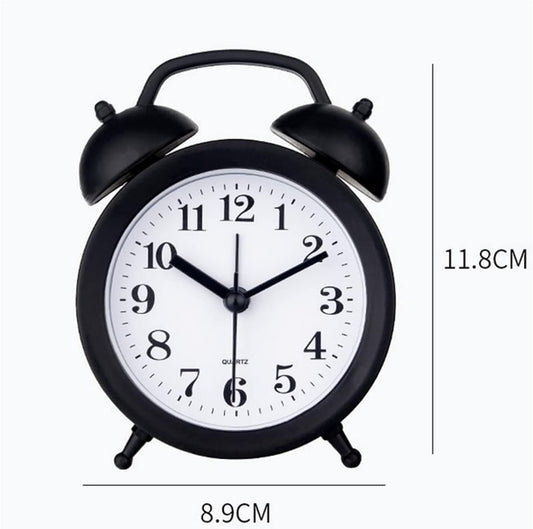 Kids Alarm Clock - Double Bell Classic Home Cute Battery Operated Analog Mini Round Bedside Desk Alarm Clock - Pink