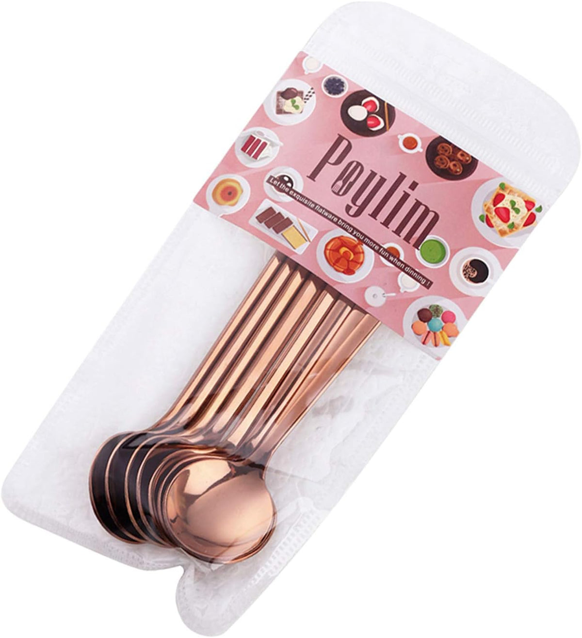 Cute Small Coffee Spoons Set of 8, 18/10 Stainless Steel Rose Gold Demitasse Spoons for Tea, Dessert, Appetizer, 5.1-inch
