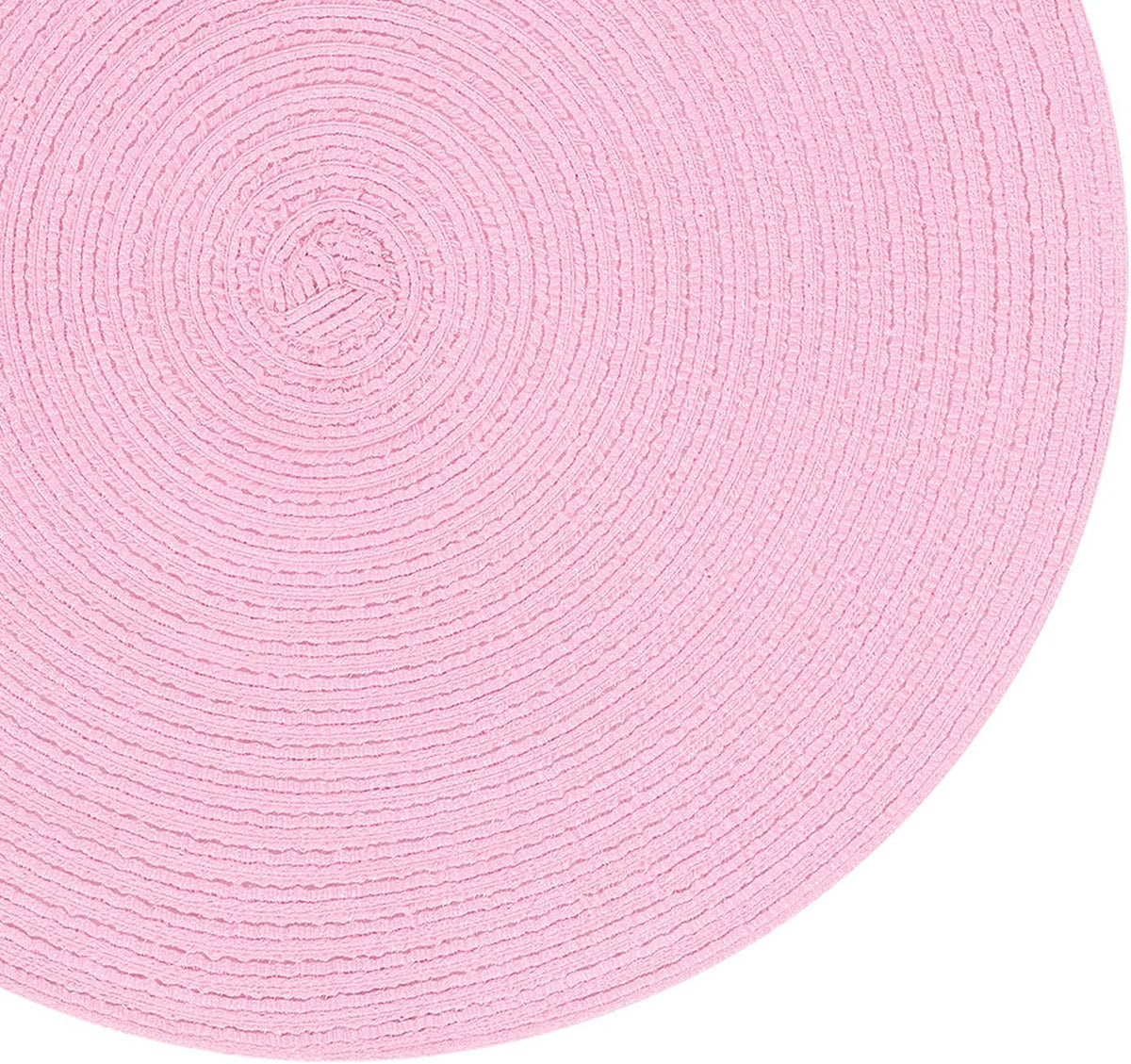 Round Braided Placemats Set of 4 Washable 15 inch Round Table Mats for Dining Table Place Mats Home Wedding Party Decor (Pink, 4)