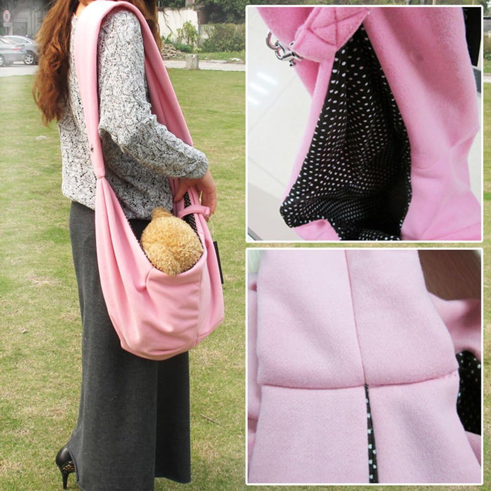 Pet Sling Carrier Bag Travel Tote for Cats Dogs, Up to 16 lbs (Pink)