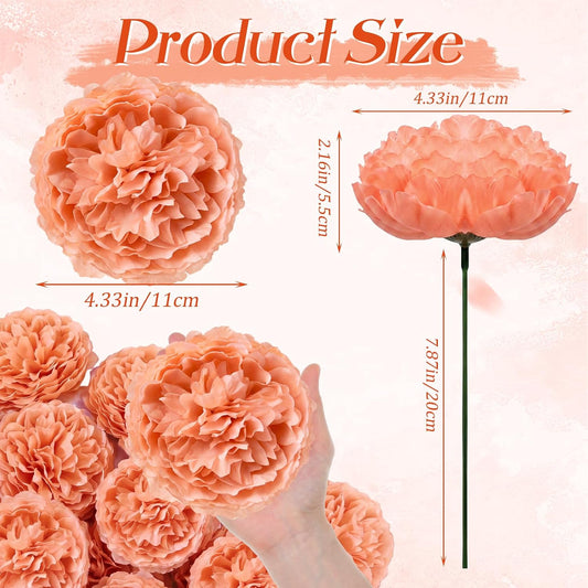 Artificial Peony Rose Flowers Heads 4.7 Inches Silk Fake Peony Head Flowers for Wedding Bridal Bouquet Home Floral DIY Centerpieces Tables Party Decorations(Peach,50 Pcs)