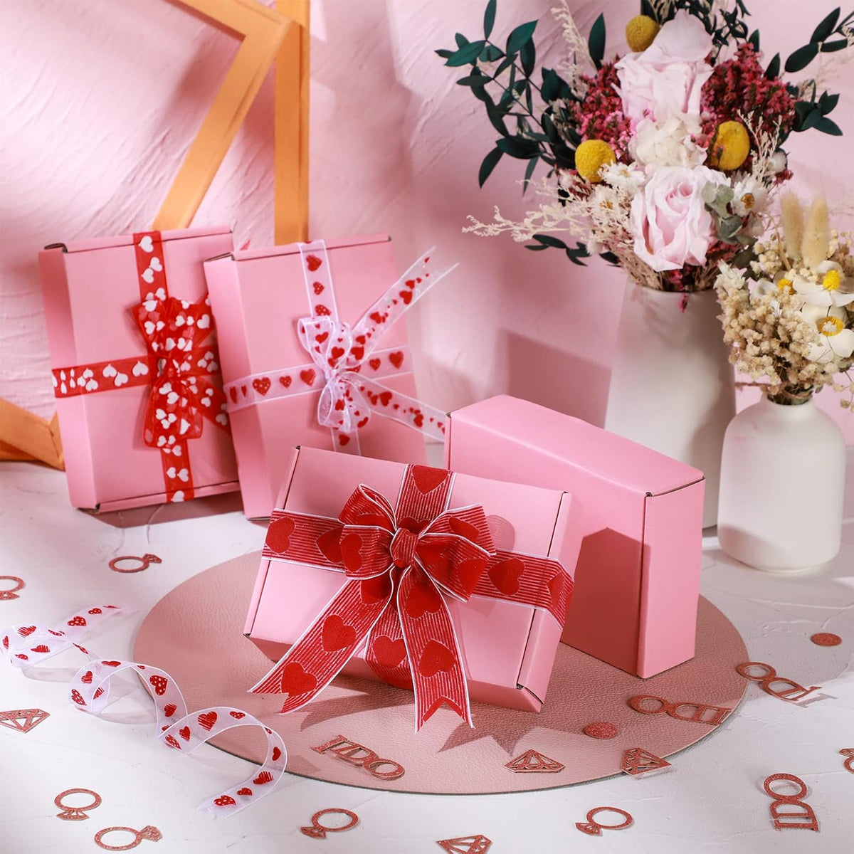 Spakon 50 Packs Shipping Boxes, Cardboard, Pink, 6 x 4 x 1.6 Inches