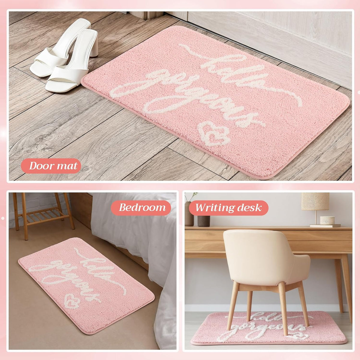 Hello Gorgeous Light Pink Bath Mat 32 x 20 x 0.6 Inches