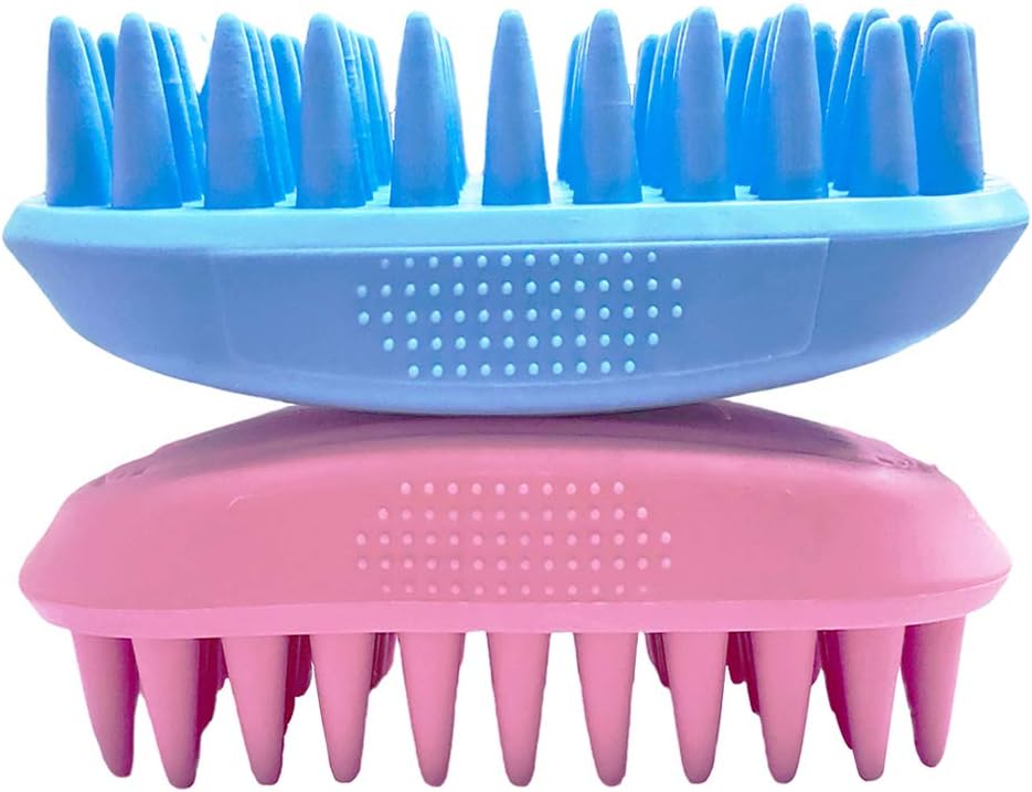 Pet Silicone Shampoo Brush for Long & Short Hair, Pink ( New ), Medium Large Pets Dogs Cats, Silicone Shower Wash Curry Brush, Massage Comb