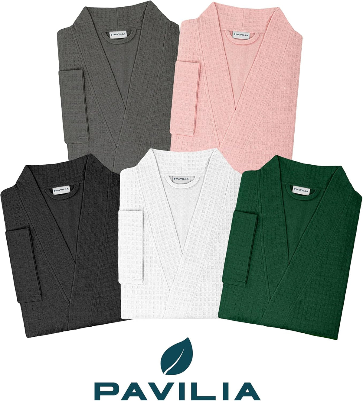 Womens Waffle Robe Lightweight Cotton Blend Bathrobe with Pockets