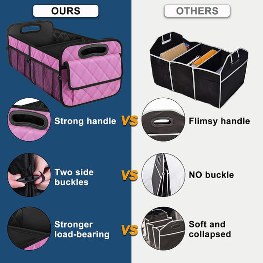 Car Trunk Organizer for SUV, Car Organizers and Storage with Reinforced Handles, Car Accessories for Women/Men 50L Waterproof Polyester Trunk Organizer(Medium,Pink)