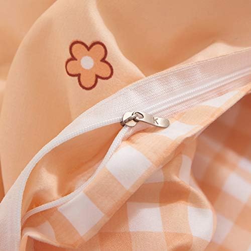 Pink Peaches Duvet Cover Cute Stripes Cartoons Sweet and Freshen Fruit Elements Pattern Quilt Cover Bedding for Women Soft Microfiber Quilt Cover Twin/Full/Queen/King (3/4 PCS) (1,Full—3pcs)