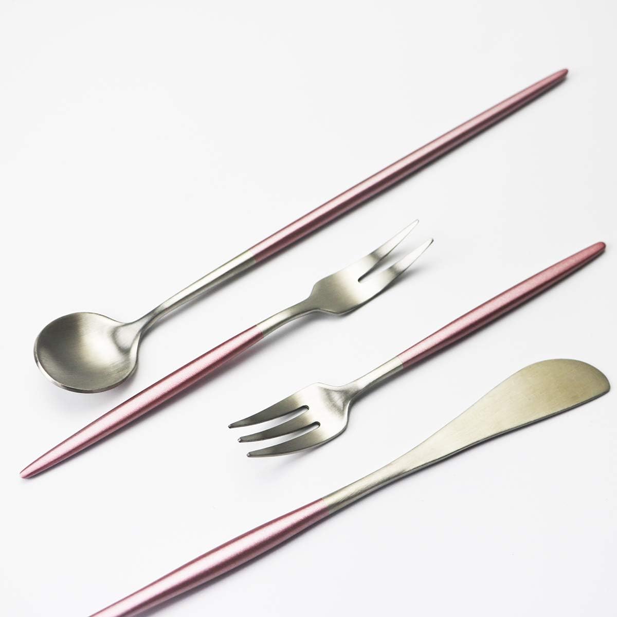 18/10 Stainless Steel Butter Knife, Set of 6, Butter Spreader,Serve Your Butter, Breakfast Spreads,Cheese and Condiments. Dishwasher Safe (Pink silver)