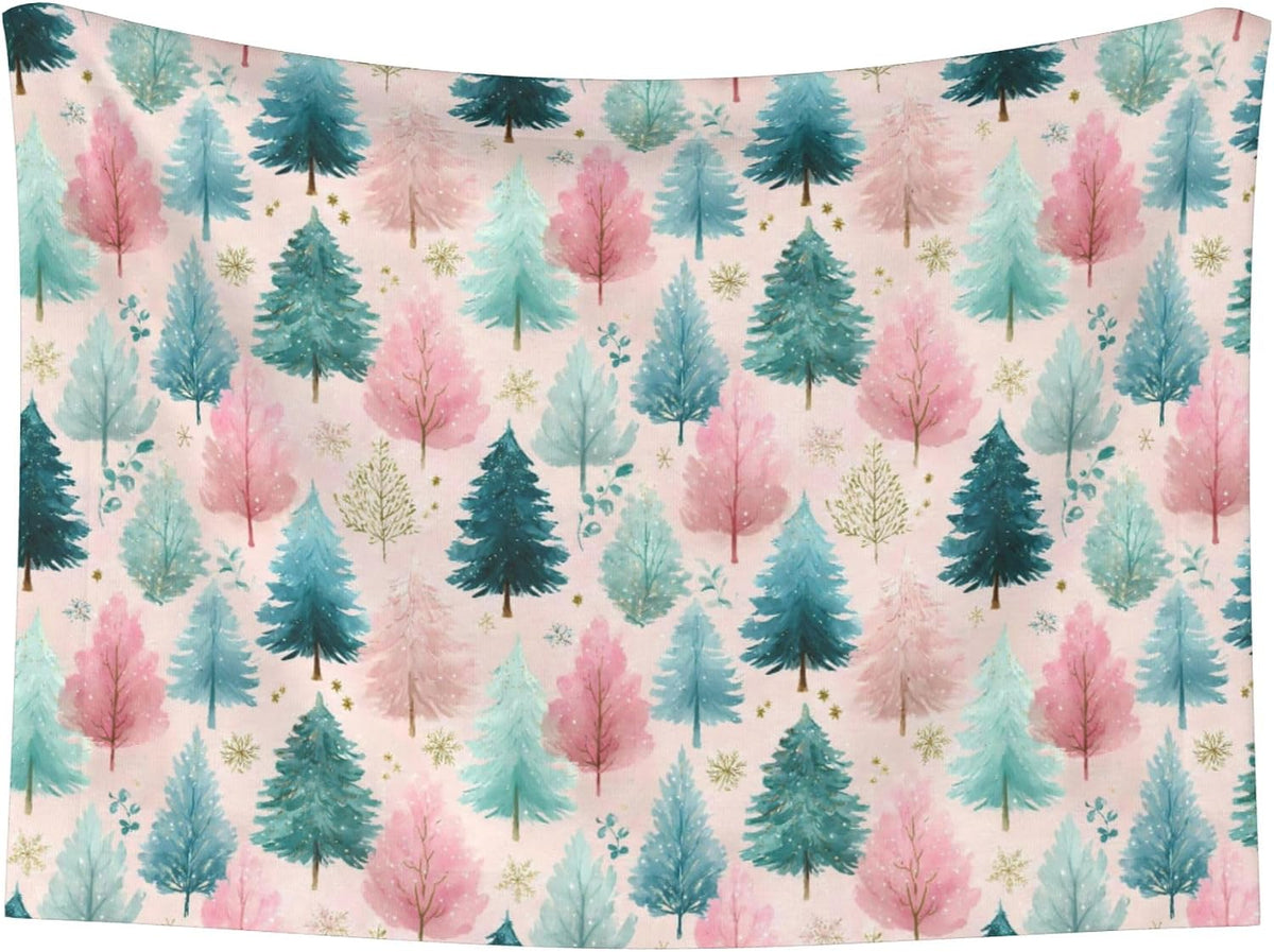 Waterproof Dog Blanket Soft Pet Blanket for Puppy Cat, Fleece Cat Throw Blankets for Furniture Bed Couch Sofa Reversible - Pastel Christmas Trees On Pink 1
