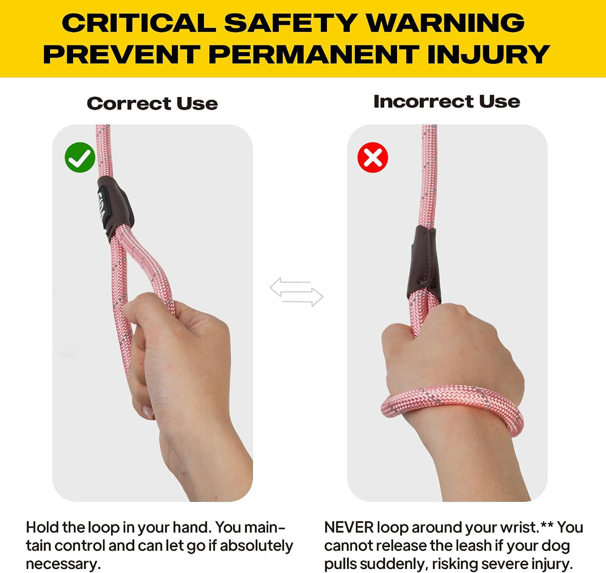 Durable Slip Lead Dog Leash, 6 FT x 1/2" Dog Training Leash, Pink
