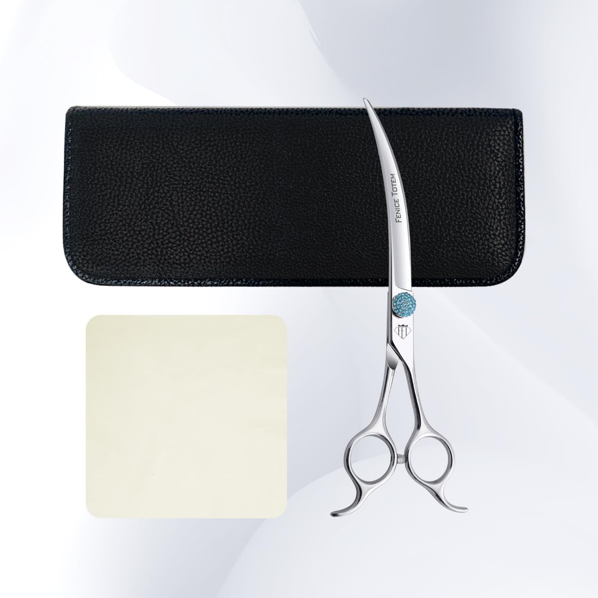 Fenice Professional Grooming Curved Shear: 45 Degree Super Curves Scissors for Dogs 7.5" Big Arc Curved Shears Made Of Japanese 440C Stainless Steel