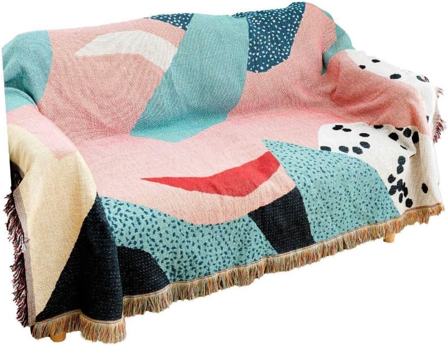 Throw Blanket for Chair Sofa Camping Blanket Multifunctional Tapestry Decorative -Reversible Comfy Breathable All Seasons Couch Bedroom Decor (Pink)