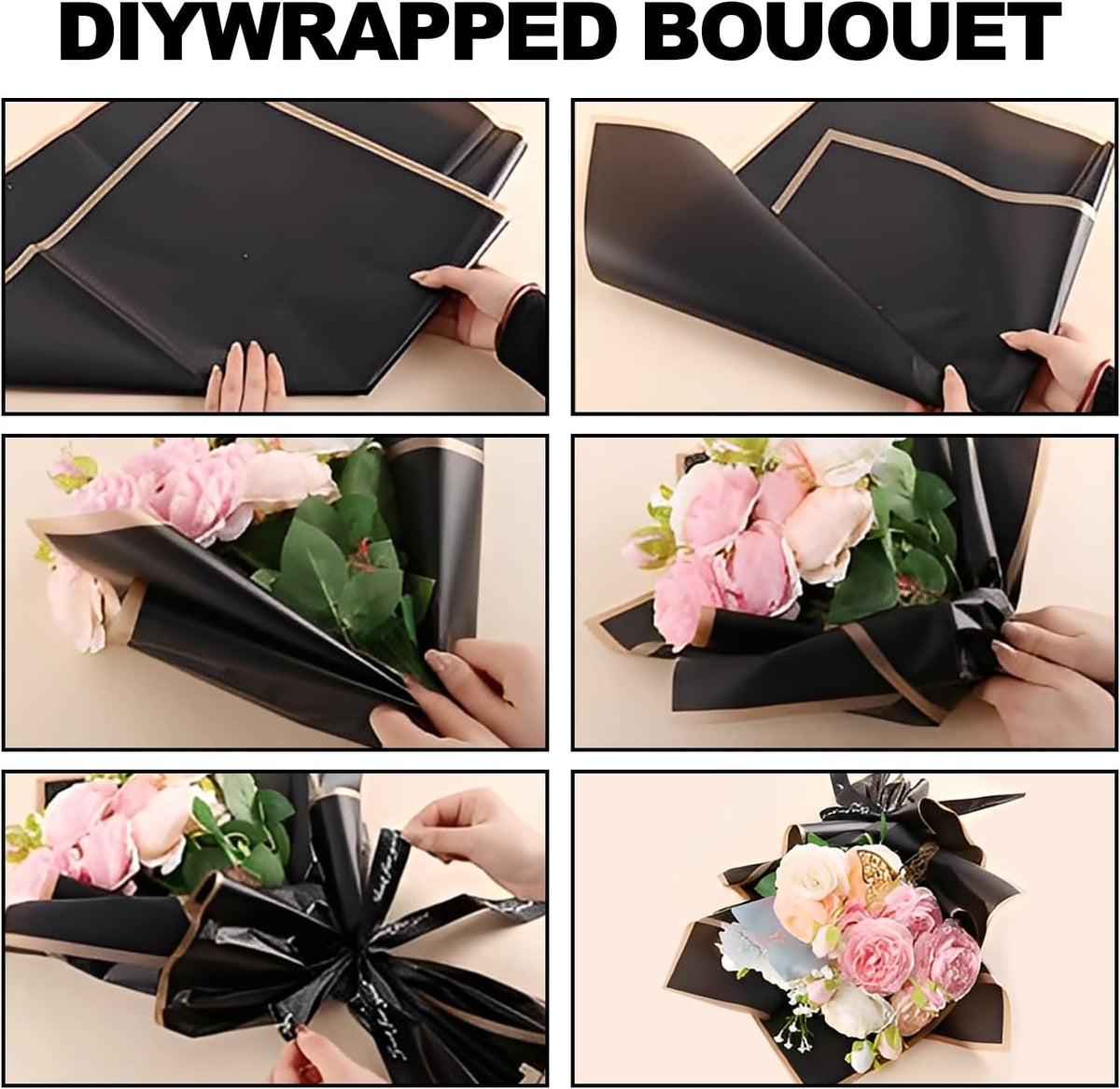 20 Sheets Flower Bouquet Wrapping Paper Pure Pink