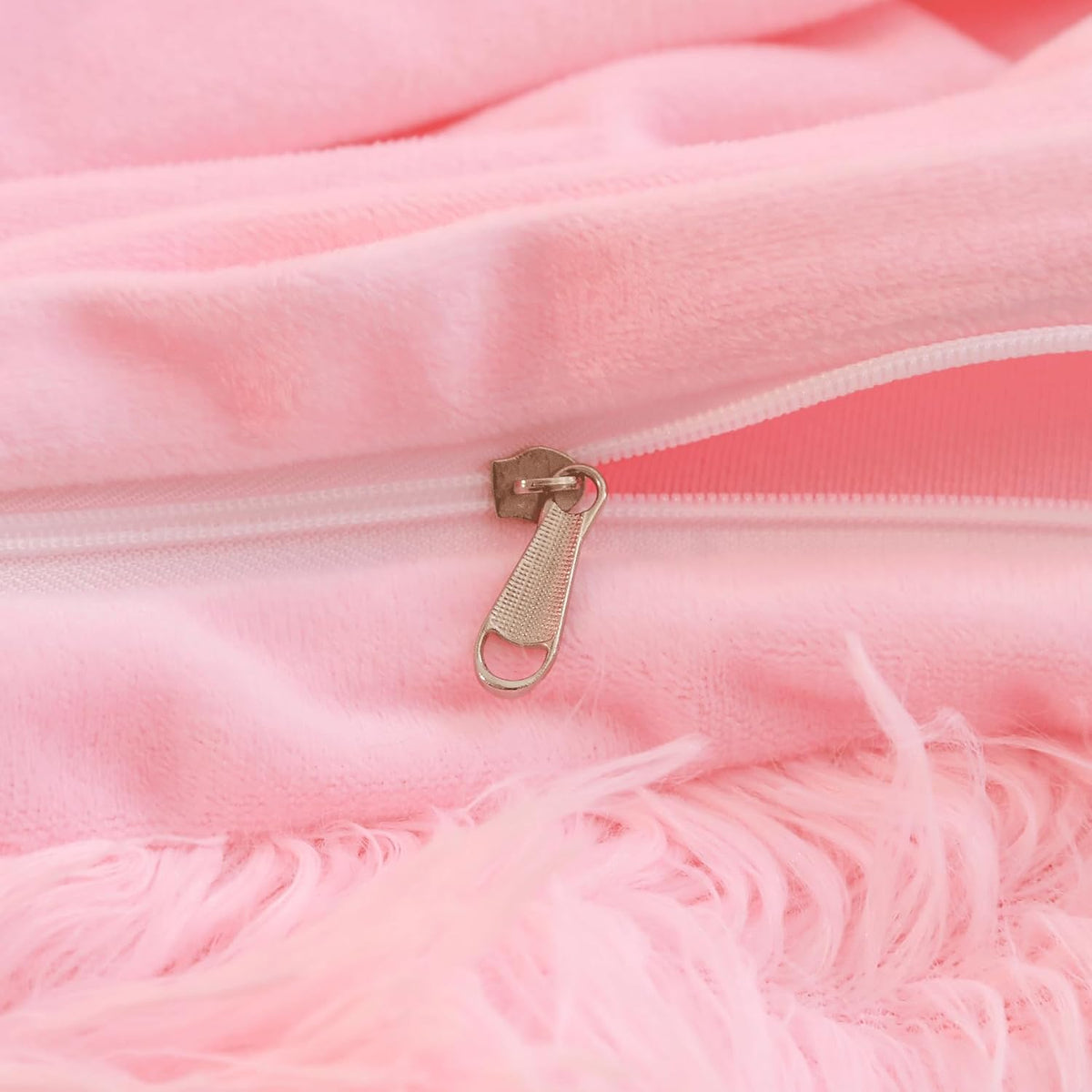 Faux Fur Fluffy Fuzzy Plush Pink Pillow Case Set of 2, Soft Decorative Pillow Covers for Bed, Bedroom, Living Room, Zipper Closure, Standard Size (20"x26", Pink)