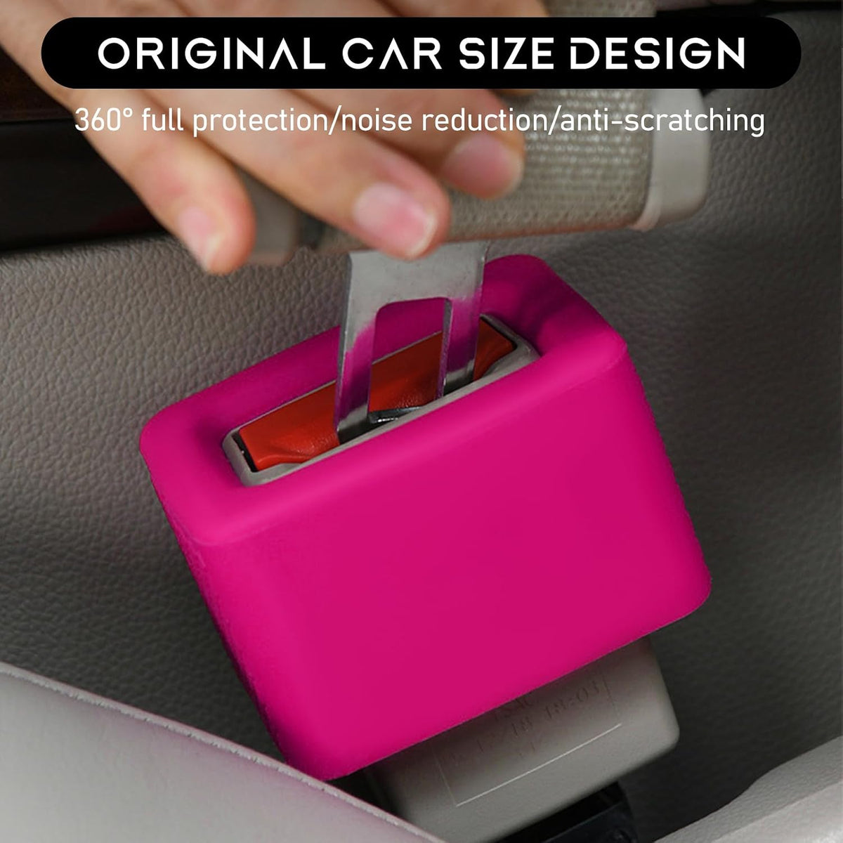 2 PCS Seat Belt Buckle Holder, Silicone Buckle Booster Raises Your Seat Belt for Easy Access, Buckle Cover Makes Receptacle Upright Buckling, Car Accessories for Kids (Bright Pink)