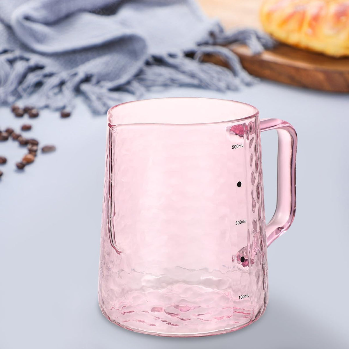Glass Milk Jar Borosilicate Glass Coffee Pot with Graduated Scale 4.72X3.54X4.33 in Small Pitcher with Spout and Handle for Milk Juice Latte Home Serving