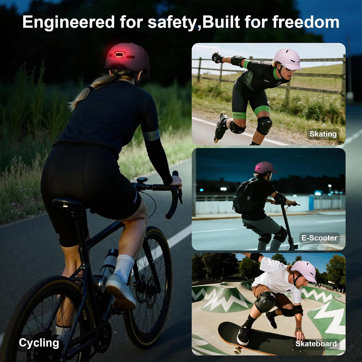 Adult Bike/Scooter Helmet RearLight Safety Certified