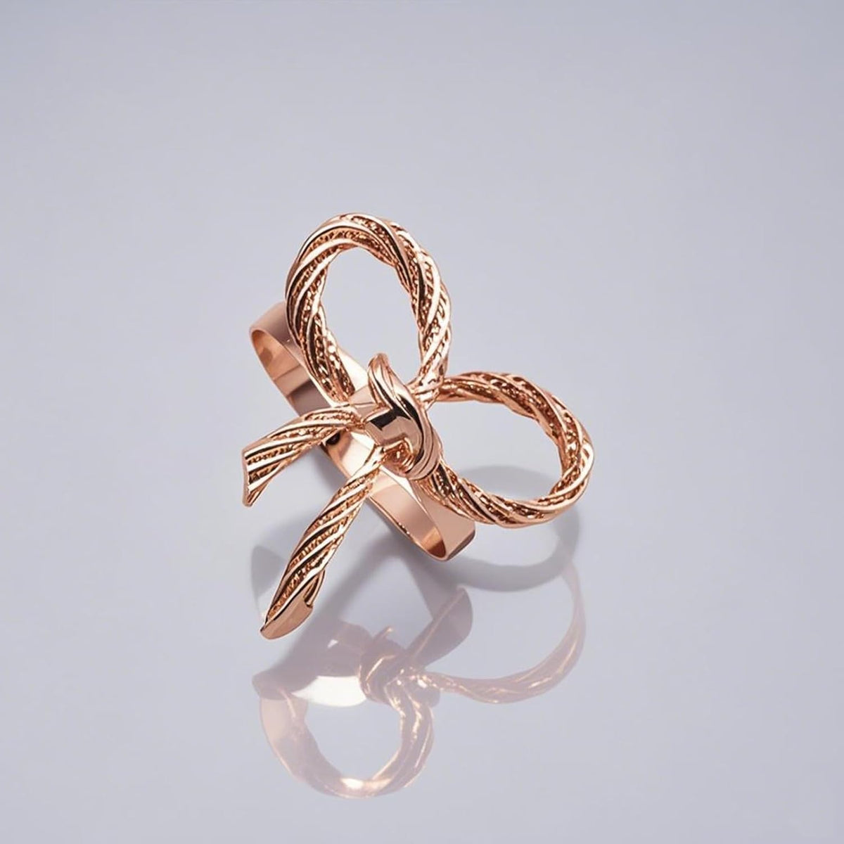 Rose Gold Bow Napkin Rings Set of 24 for Wedding Party Birthday Holiday Family Dinner Daily Table Decor,Elegant Metal Bow Tie Napkin Ring Holders for Valentine's Day Banquet Decoration