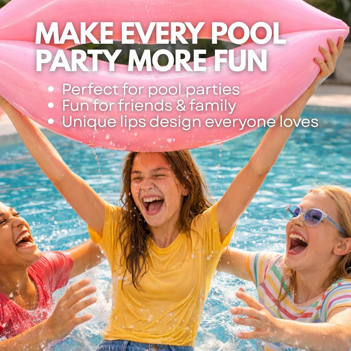 43.3 x 31.5 Inch Swimming Giant Pink Lips Pool Float Inflatable (1 PCS/2 PCS)