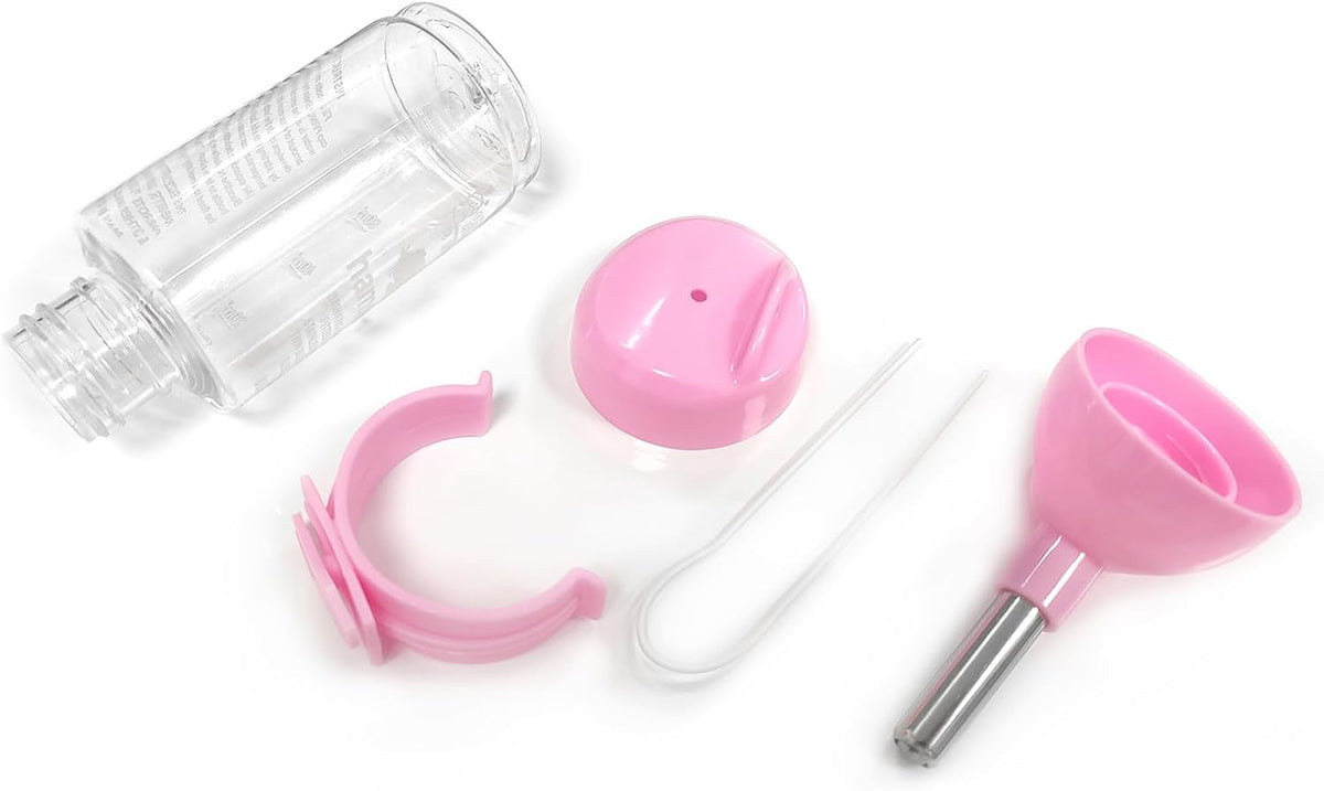 3 in 1 Pet Automatic Water Dispenser PP Water Bottle No Drip Small Pet Water Bottle for Dwarf Hamster Mouse Rat Hedgehog (Pink)