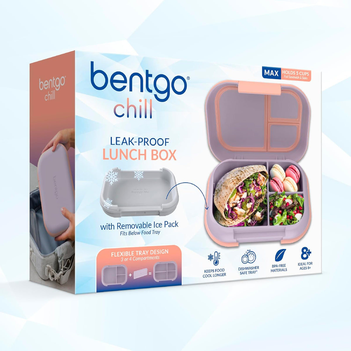 Chill Max Leak-Proof XL Bento-Style 3 or 4 Compartment Lunch Box