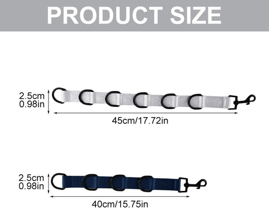 2pcs Dog Grooming Extension Strap with 4 D-Ring and 6 D-Ring Grooming Loops Adjustable Extender Straps Quick Release Pet Dog Leashes for Grooming(Color:Black Silver)