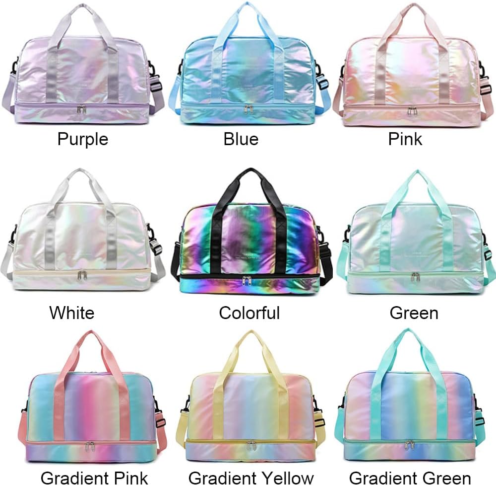 Sports Gym Bag with Shoes Compartment & Wet Pocket, Waterproof Overnight Travel Bag for Girl, Women (Gradient Pink)
