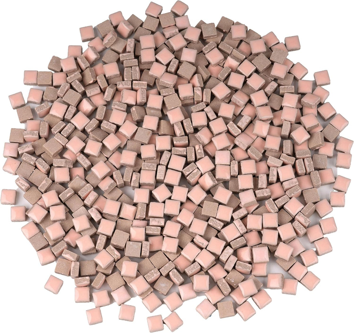 Ceramic Square Mosaic Tiles for Crafts, 10mm (3/8 in) Small Tiles for Detailed DIY Crafts & Frames, Essential Mosaic Supplies - 1 lb/Approx 450 Pcs (Blush Pink)