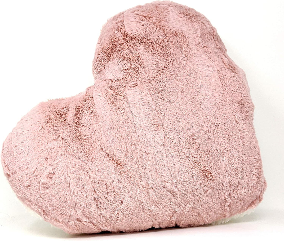Tache Pink Heart Shaped Pillow - Faux Fur White Fleece Valentine's Romantic Super Soft Stuffed Light Blush Dusty Rose Furry Pillow 16x14 Pink Heart Pillow