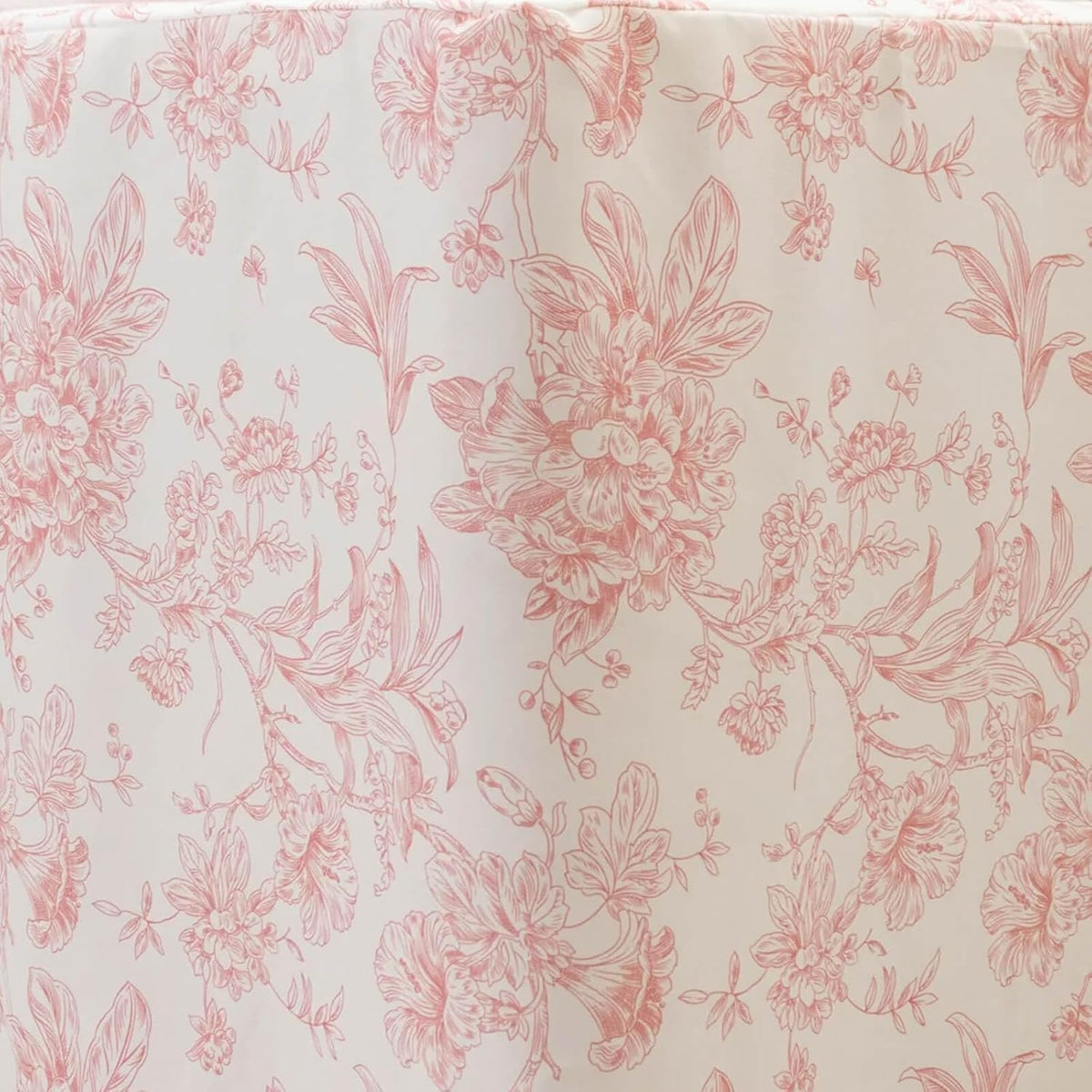 French Toile Fitted Polyester Tablecloth 6ft – Pink & White Rectangular Wrinkle-Resistant Table Cover