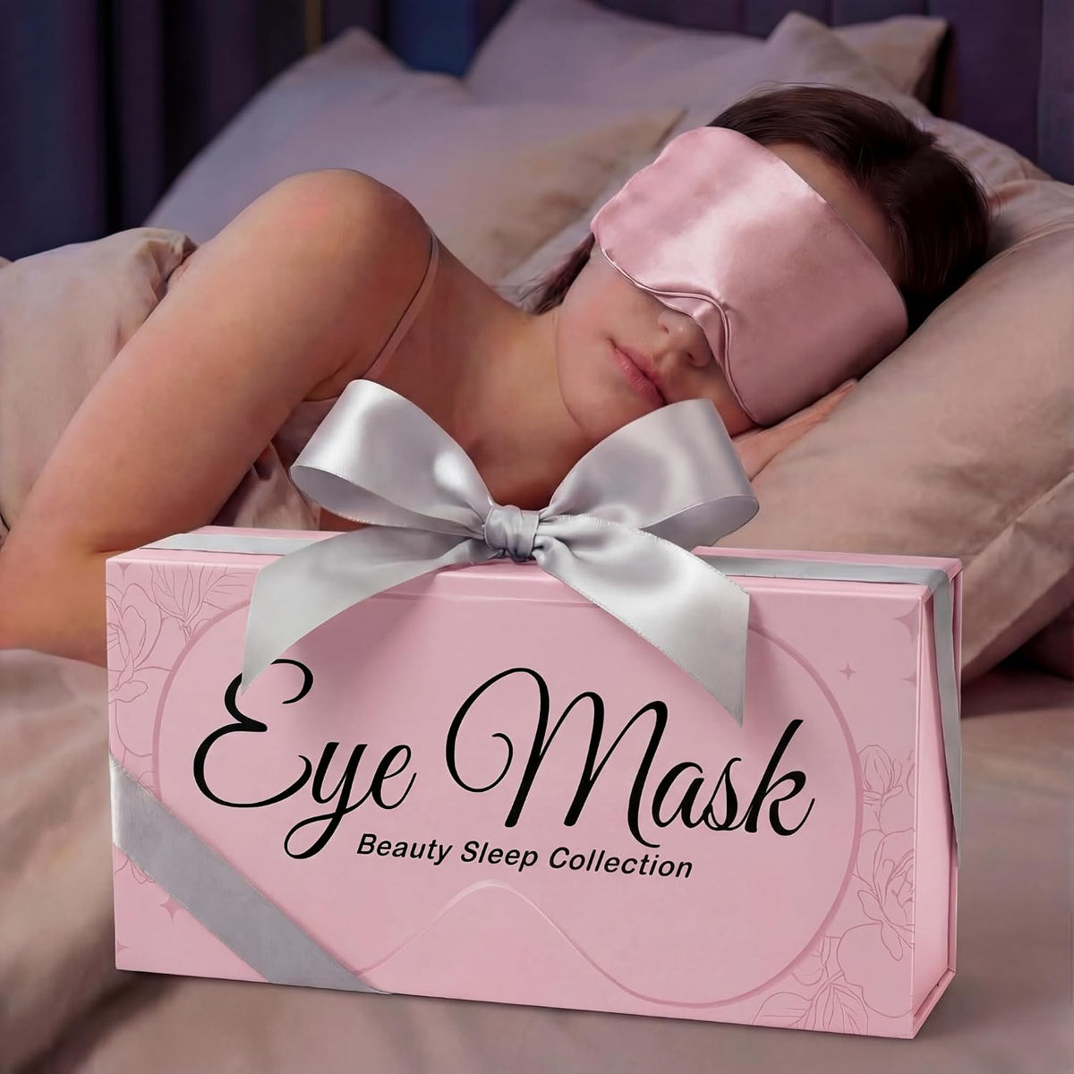 100% Pure Mulberry Silk Sleep Mask - 22 Momme Light Blocking Hook & Loop Silk Eye Mask for Sleeping - Secure Fit for Side Sleepers, Women & Men - Cloud Soft (Pink)