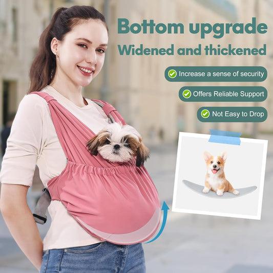 Dog Sling Carrier for Small Pet, Adjustable Hands Free Front Backpack