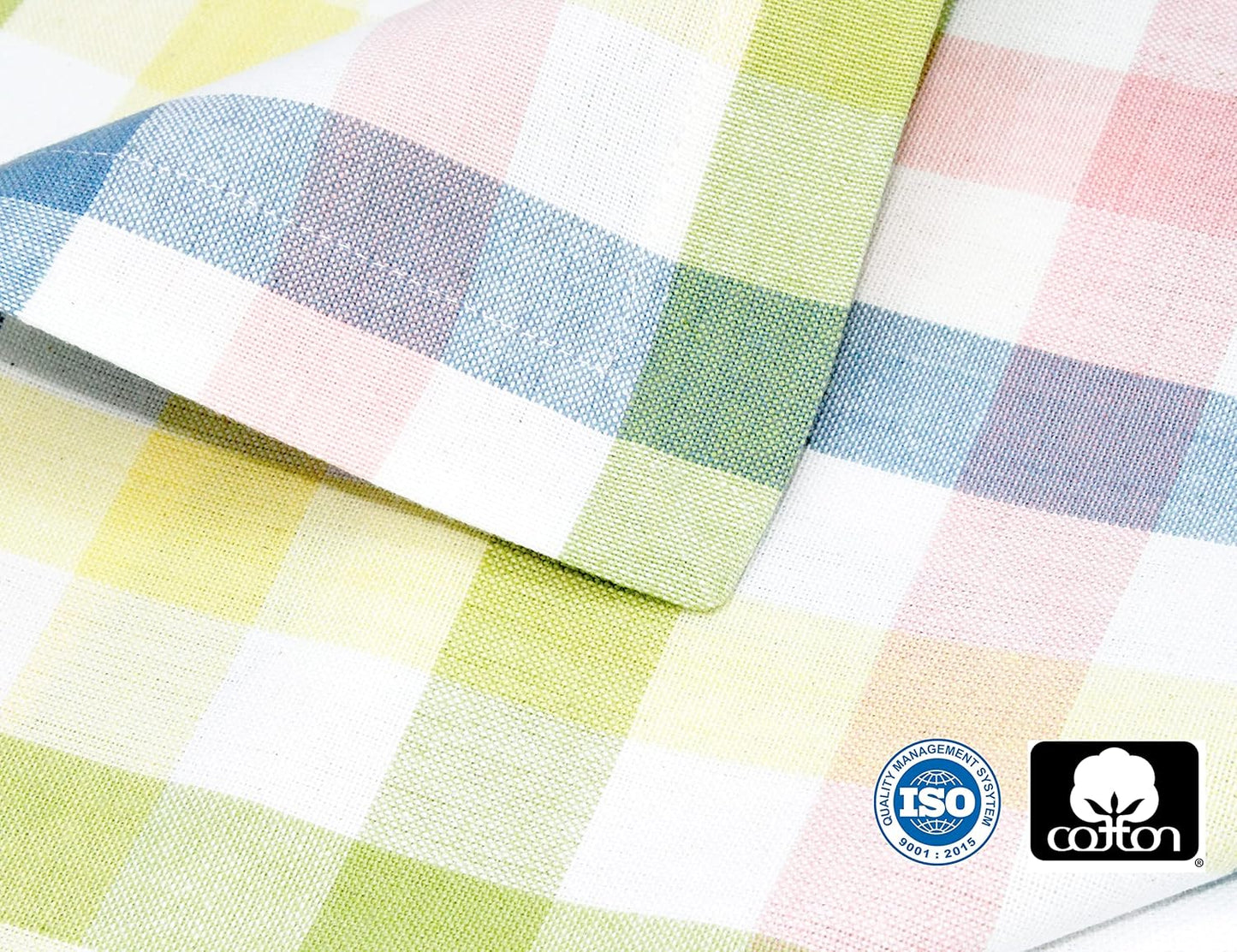 COTTON CRAFT Gingham Buffalo Plaid Check Napkins - Spring Easter Bunny Pastel Luncheon Dinner - Set of 8 - Pure Cotton - Reusable Washable - 17 x 17 inches - Yellow Multi Pastel