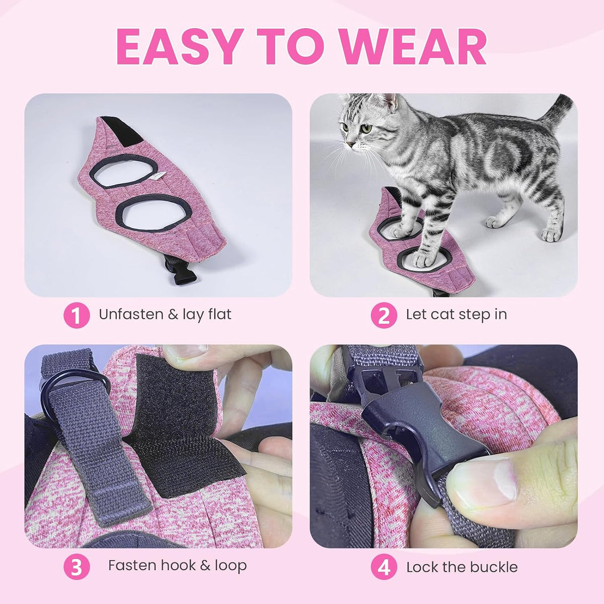 HEYWEAN Cat Harness and Leash - Ultra Light Escape Proof Kitten Collar Cat Walking Jacket with Running Cushioning Soft and Comfortable Suitable for Puppies Rabbits