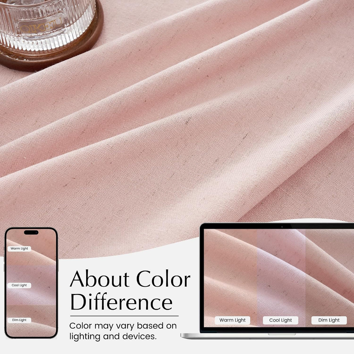 Light Pink Pinch Pleated Linen Kitchen Window Curtains