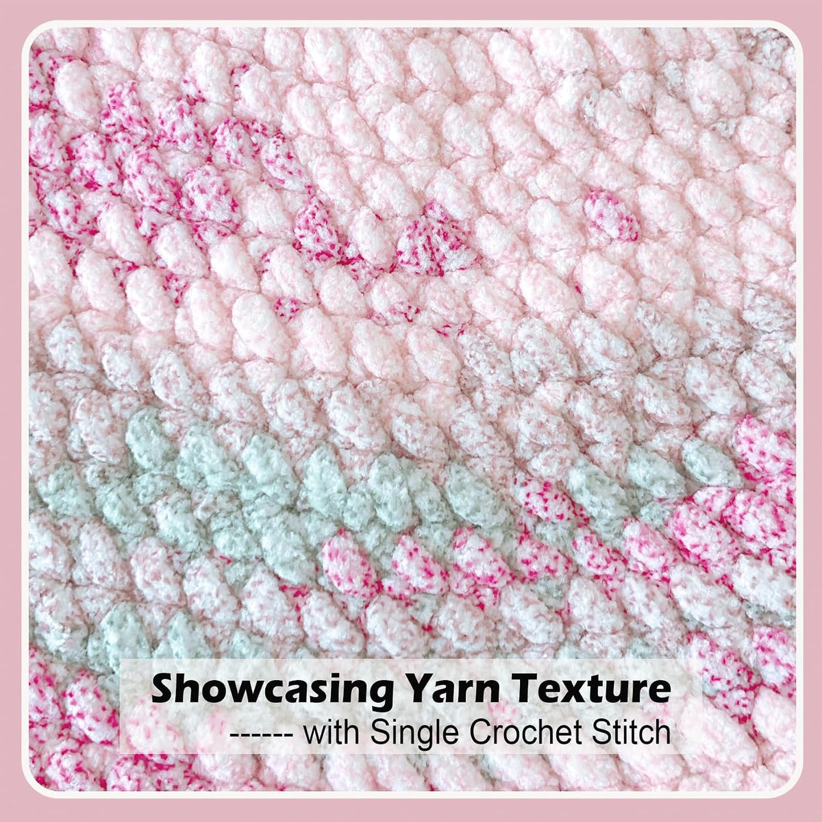 Super Soft and Cozy Chenille Yarn for Crocheting and Knitting -Easy to Crochet with-Bulky #5,3Pack of 3.5oz/93yds -Chunky Plush Yarn for Hand Craft Blanket Ammigurumi (Blush Pink)