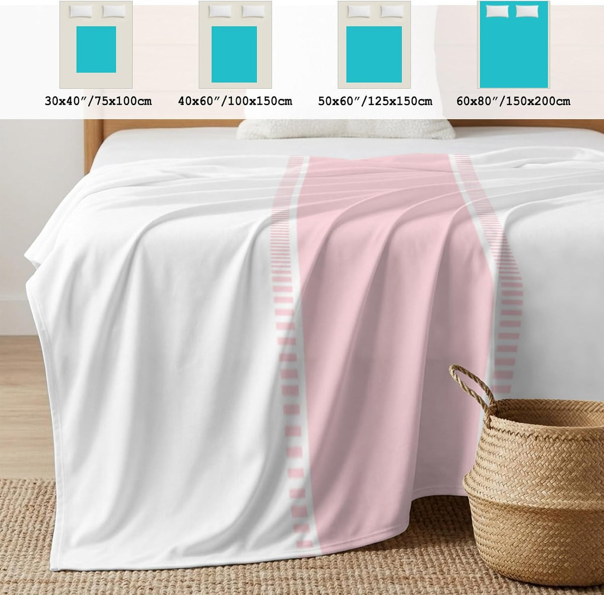 Cooling Blanket 40"x60", Pink Stripe Summer Cooling Blanket Breathable Lightweight Ice Blankets Solid Color Minimalist Style Blankets for Night Sweats