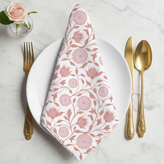 Vintage Wallpaper Cloth Napkins Set of 1 Pink Flower Plants Vintage Napkins Cloth Washable Reusable Soft Napkin for Birthday Party Wedding Dining Table Decorations 20x20 Inch
