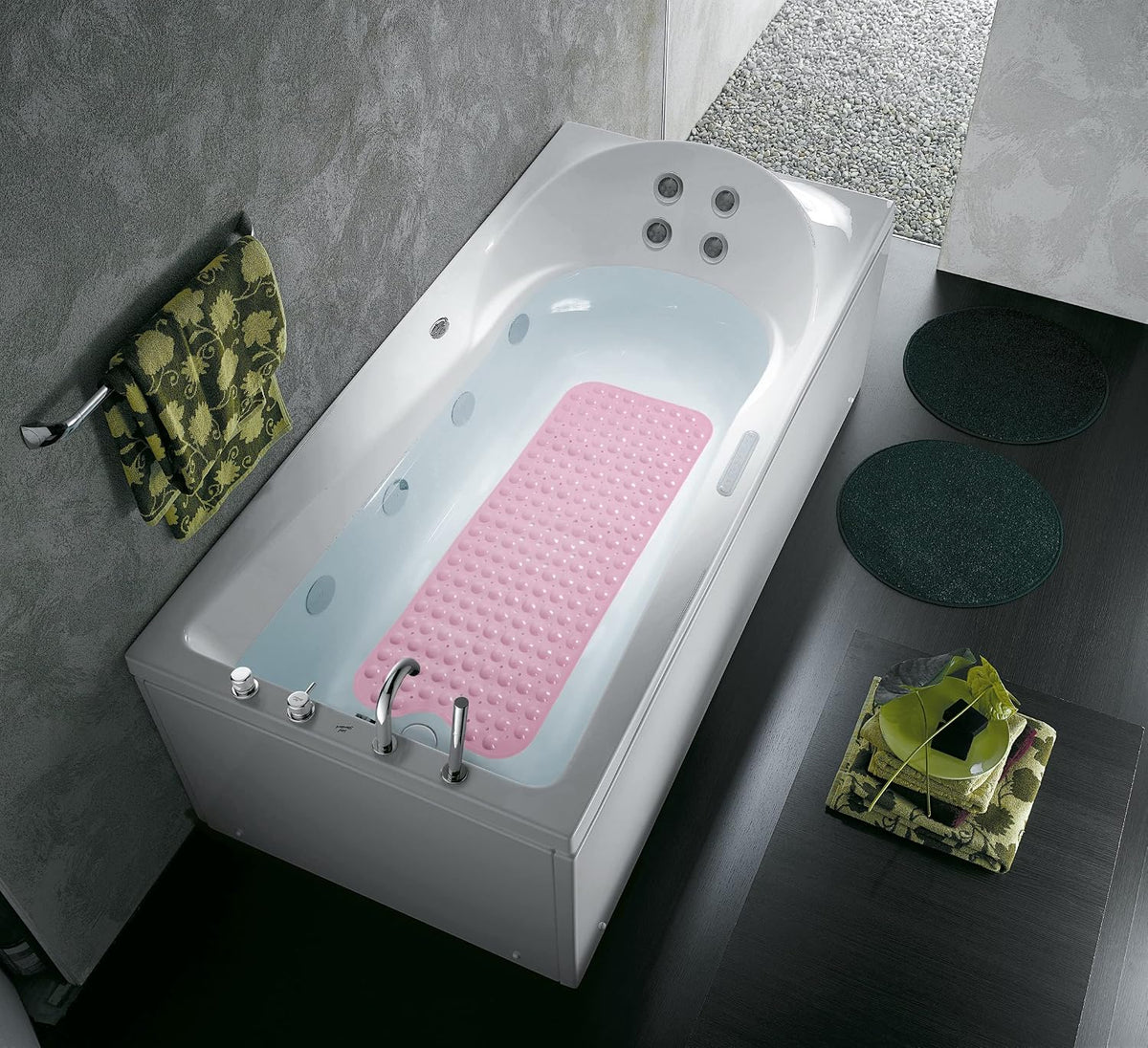 Bathtub and Shower Mats, Extra Long Non-Slip Bath Tub Mat 39 x 16 Inch, Machine Washable Bathmat with Suction Cups & Drain Holes for Bathroom Floor, Pink