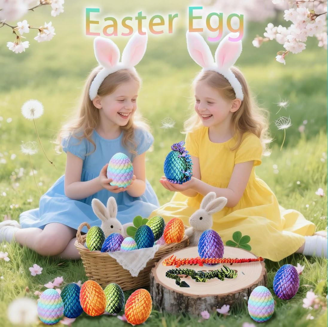 3D Printed Dragon Eggs with Dragon Inside, Mystery Crystal Dragon Easter Egg Fillers Toys, Articulated Fidget 3D Printed Animals, Surprise Gift, Easter Basket Essentials, Easter Basket Stuffers